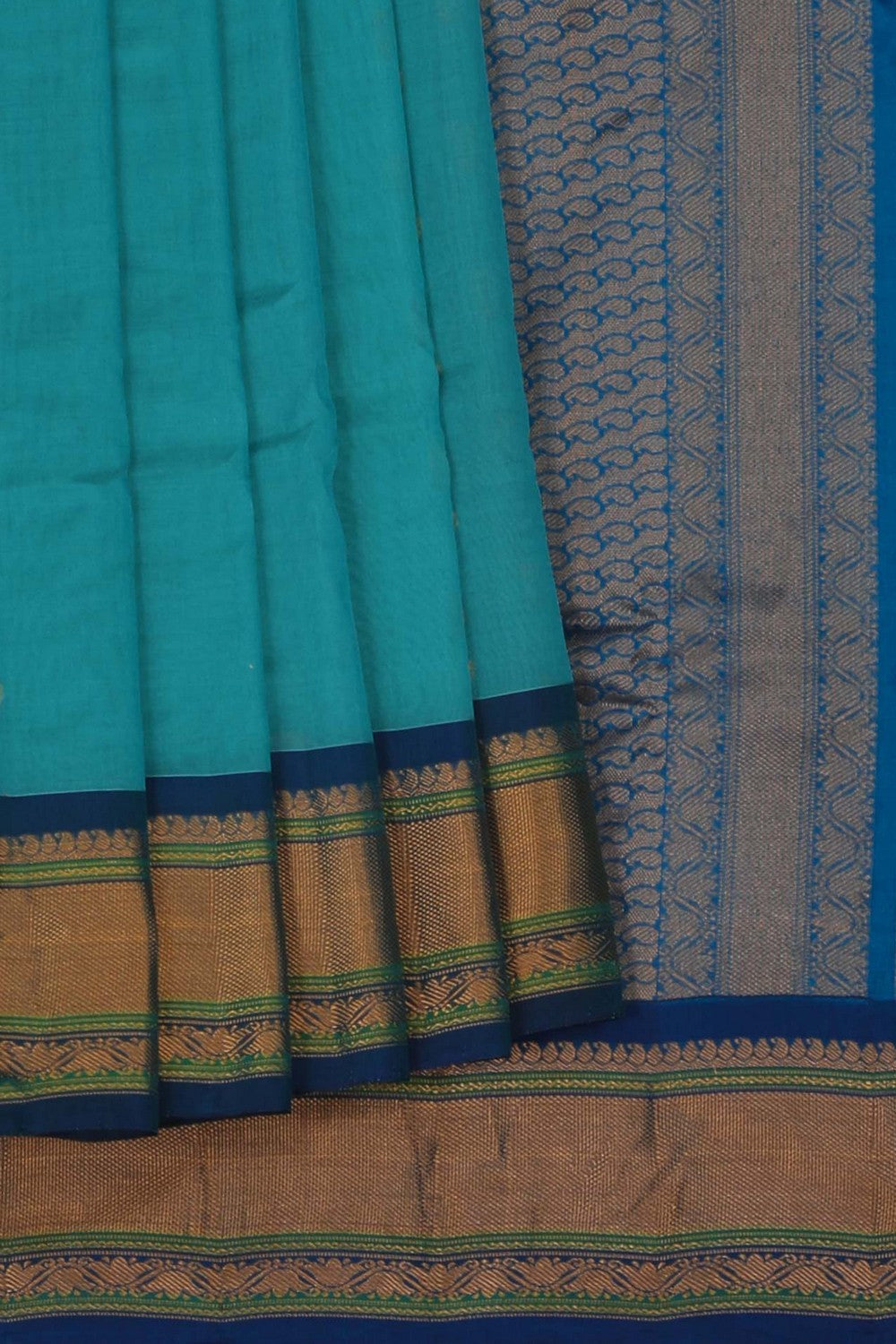 Image of Gadwal Sea Green Saree